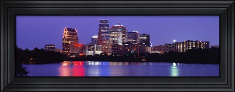 Framed US, Texas, Austin, skyline, night Print