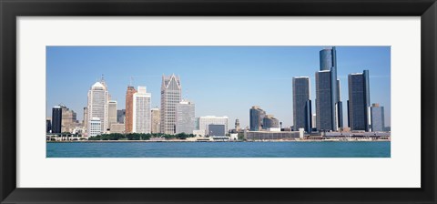 Framed Close-Up of Detroit Skyline Print