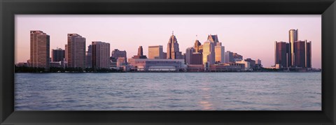 Framed Detroit Skyline with Water Print