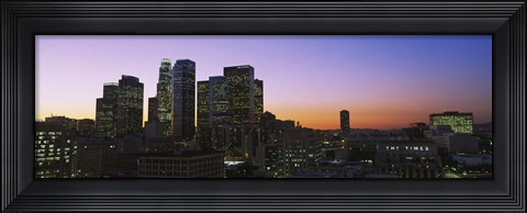 Framed Silhouette of skyscrapers at dusk, City of Los Angeles, California, USA Print