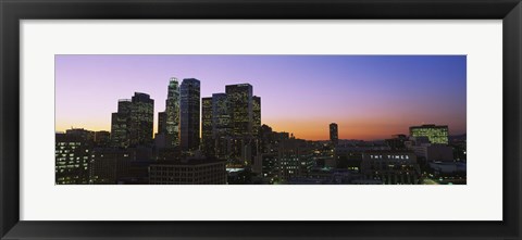 Framed Silhouette of skyscrapers at dusk, City of Los Angeles, California, USA Print