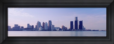Framed Buildings along waterfront, Detroit, Michigan, USA Print