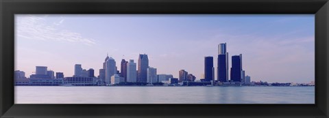 Framed Buildings along waterfront, Detroit, Michigan, USA Print