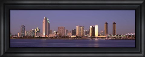 Framed San Diego Skyline, California at dusk Print