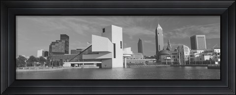 Framed Buildings at the waterfront, Rock And Roll Hall of Fame, Cleveland, Ohio, USA Print