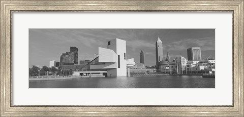 Framed Buildings at the waterfront, Rock And Roll Hall of Fame, Cleveland, Ohio, USA Print