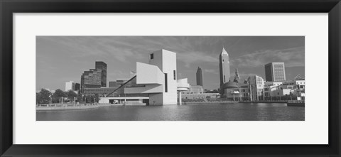 Framed Buildings at the waterfront, Rock And Roll Hall of Fame, Cleveland, Ohio, USA Print