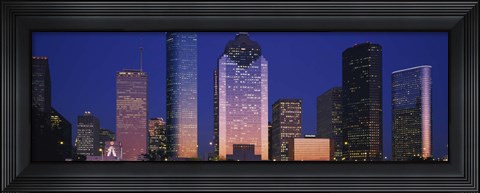 Framed Houston skyscrapers at night, Texas Print