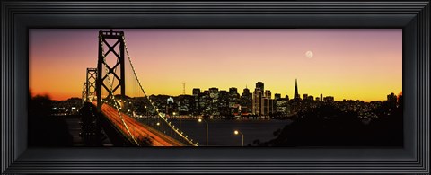 Framed San Francisco Bay Bridge with Moon in Sky Print