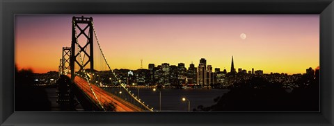 Framed San Francisco Bay Bridge with Moon in Sky Print