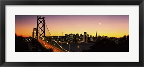 Framed San Francisco Bay Bridge with Moon in Sky Print