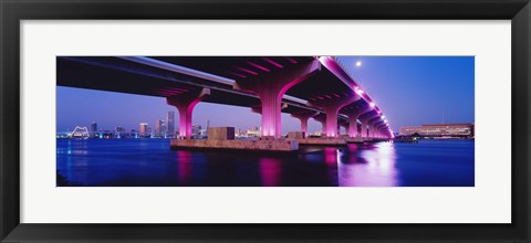 Framed MacArthur Causeway Biscayne Bay Miami FL USA Print