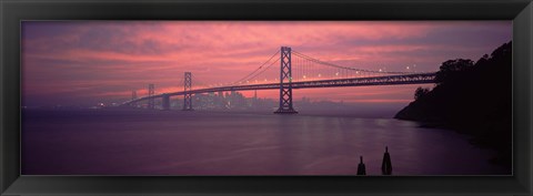 Framed Bridge across a sea, Bay Bridge, San Francisco, California, USA Print