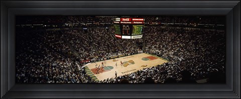 Framed Spectators watching a basketball match, Key Arena, Seattle, King County, Washington State, USA Print