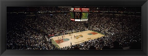 Framed Spectators watching a basketball match, Key Arena, Seattle, King County, Washington State, USA Print