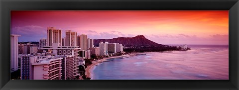 Framed Sunset Honolulu Oahu HI USA Print