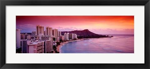 Framed Sunset Honolulu Oahu HI USA Print