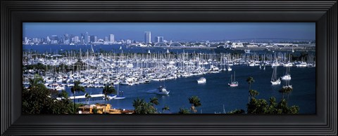 Framed Boats moored at a harbor, San Diego, California, USA Print