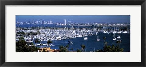 Framed Boats moored at a harbor, San Diego, California, USA Print