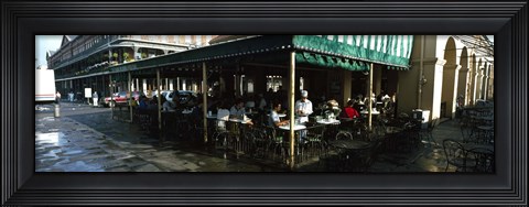 Framed Tourists at a coffee shop, Cafe Du Monde, Decatur Street, French Quarter, New Orleans, Louisiana, USA Print