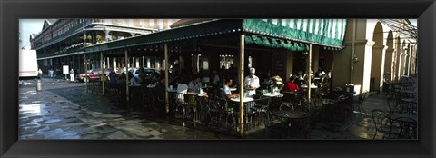 Framed Tourists at a coffee shop, Cafe Du Monde, Decatur Street, French Quarter, New Orleans, Louisiana, USA Print