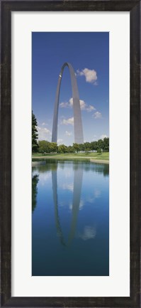 Framed Reflection of an arch structure in a river, Gateway Arch, St. Louis, Missouri, USA Print