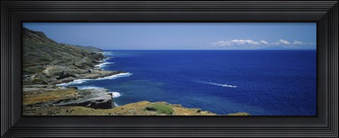 Framed High angle view of a coastline, Oahu, Hawaii Islands, USA Print