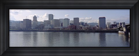 Framed Skyscrapers along the river, Portland, Oregon, USA Print