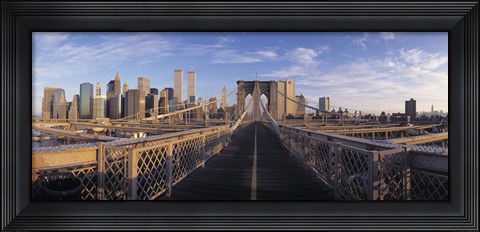 Framed Pedestrian Walkway Brooklyn Bridge New York NY USA Print