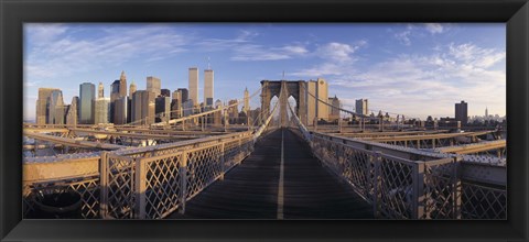 Framed Pedestrian Walkway Brooklyn Bridge New York NY USA Print