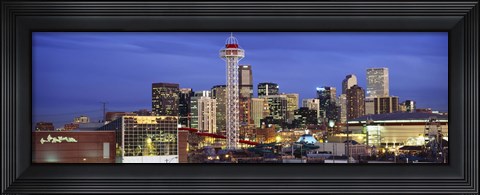 Framed Denver skyline at dusk, Colorado Print