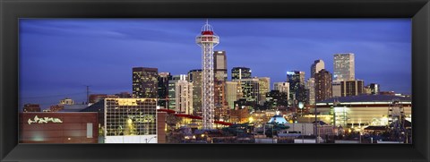 Framed Denver skyline at dusk, Colorado Print