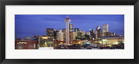 Framed Denver skyline at dusk, Colorado Print