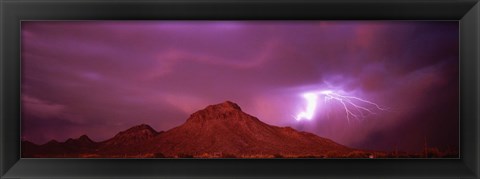 Framed Storm over Tucson AZ Print