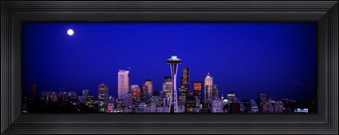 Framed Moonrise, Seattle, Washington State, USA Print