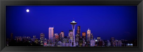 Framed Moonrise, Seattle, Washington State, USA Print