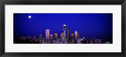 Framed Moonrise, Seattle, Washington State, USA Print