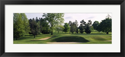 Framed Sand traps on a golf course, Baltimore Country Club, Baltimore, Maryland Print