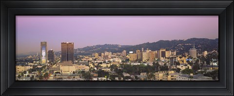 Framed High angle view of a cityscape, Hollywood Hills, City of Los Angeles, California, USA Print