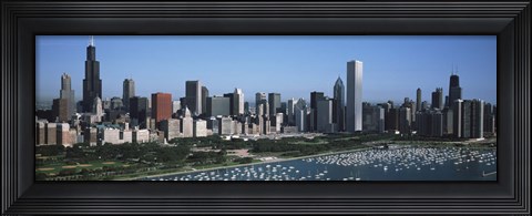 Framed Chicago Skyline with Water Print