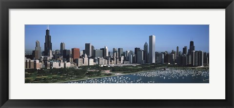 Framed Chicago Skyline with Water Print