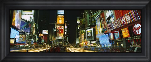 Framed Neon boards in a city lit up at night, Times Square, New York City, New York State, USA Print