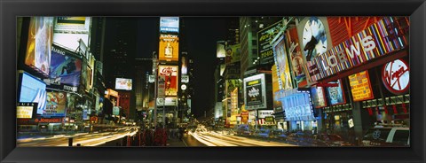 Framed Neon boards in a city lit up at night, Times Square, New York City, New York State, USA Print