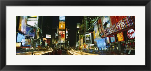 Framed Neon boards in a city lit up at night, Times Square, New York City, New York State, USA Print