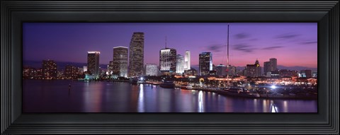 Framed Night Skyline Miami FL USA Print
