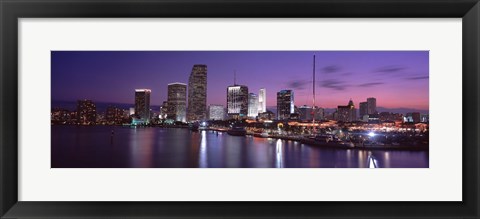 Framed Night Skyline Miami FL USA Print