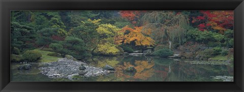 Framed Pond view in the Japanese Garden Seattle WA Print