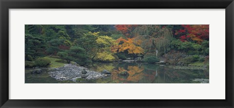 Framed Pond view in the Japanese Garden Seattle WA Print