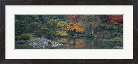 Framed Pond view in the Japanese Garden Seattle WA Print