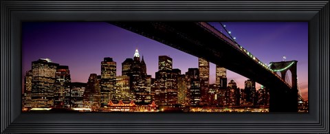 Framed Night Brooklyn Bridge Skyline New York City NY USA Print